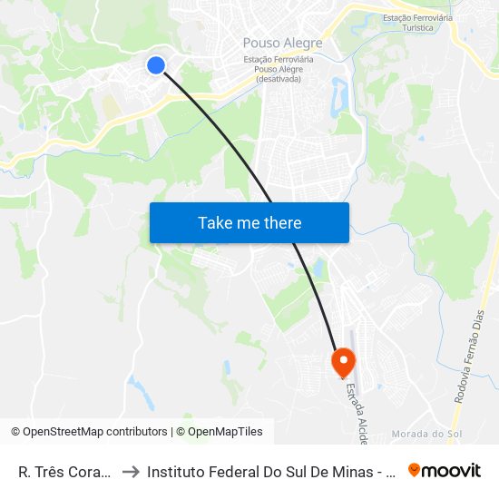 R. Três Corações, 209 to Instituto Federal Do Sul De Minas - Campus Pouso Alegre map