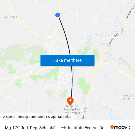 Mg-179 Rod. Dep. Sebastião Navarro Vieira, Km 99,5 Sul | Igreja Dos Afonsos to Instituto Federal Do Sul De Minas - Campus Pouso Alegre map