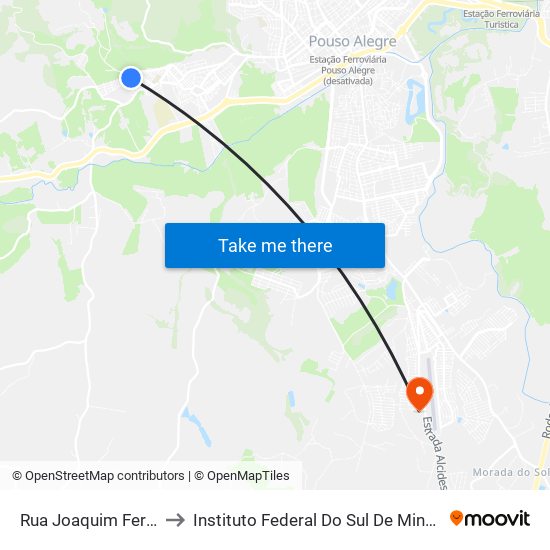 Rua Joaquim Ferreira Raimundo to Instituto Federal Do Sul De Minas - Campus Pouso Alegre map