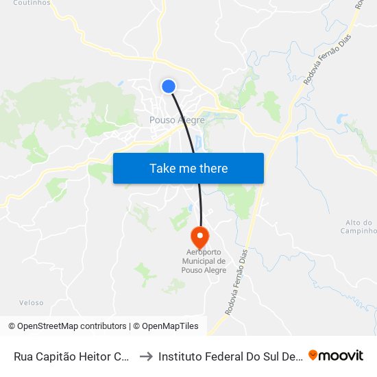 Rua Capitão Heitor Carlini, 94 | Praça Esplanada to Instituto Federal Do Sul De Minas - Campus Pouso Alegre map