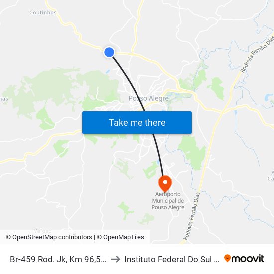 Br-459 Rod. Jk, Km 96,5 Leste | Entrada Chácara Arco Íris to Instituto Federal Do Sul De Minas - Campus Pouso Alegre map