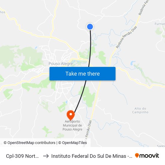 Cpl-309 Norte | Igrejinha to Instituto Federal Do Sul De Minas - Campus Pouso Alegre map