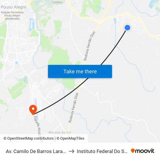 Av. Camilo De Barros Laraia, 805 | Esquina Com R. Joina Guimarães to Instituto Federal Do Sul De Minas - Campus Pouso Alegre map