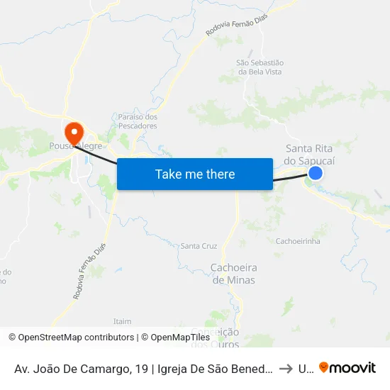 Av. João De Camargo, 19 | Igreja De São Benedito - Sentido Recanto to Una map