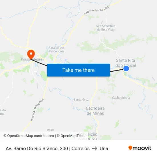 Av. Barão Do Rio Branco, 200 | Correios to Una map