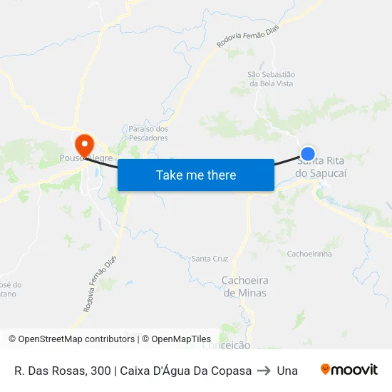 R. Das Rosas, 300 | Caixa D'Água Da Copasa to Una map
