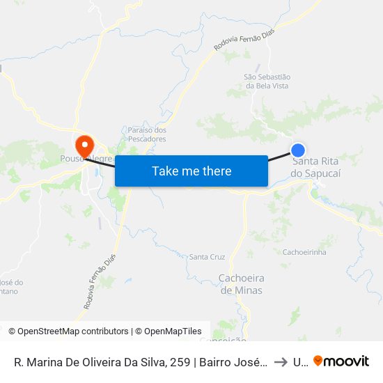 R. Marina De Oliveira Da Silva, 259 | Bairro José Gonçalves Mendes to Una map