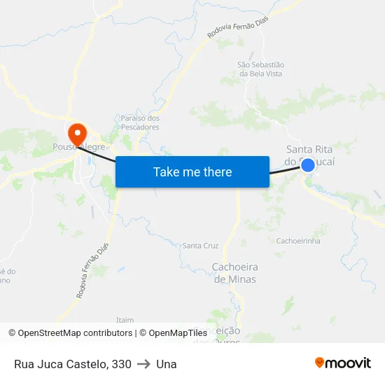 Rua Juca Castelo, 330 to Una map