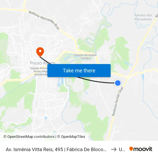 Av. Ismênia Vitta Reis, 495 | Fábrica De Blocos J.K. to Una map