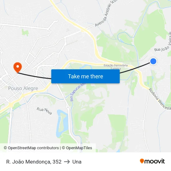 R. João Mendonça, 352 to Una map