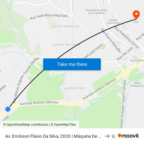 Av. Erickson Flávio Da Silva, 2020 | Máquina De Beneficiar Arroz E Feijão - Sentido Borda Da Mata to Una map