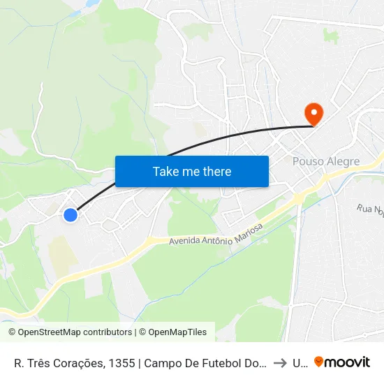 R. Três Corações, 1355 | Campo De Futebol Do Bairro São João to Una map
