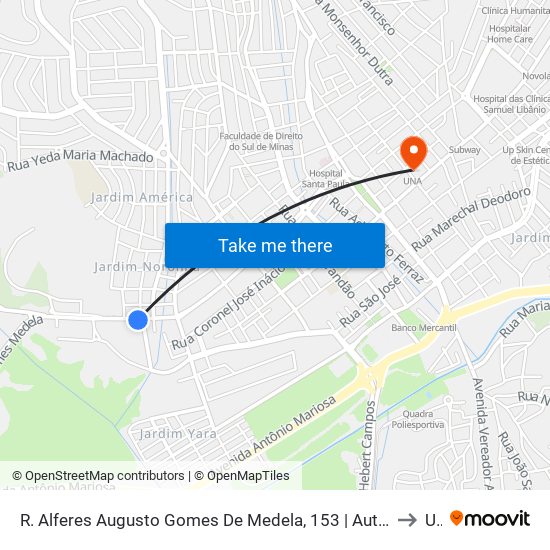 R. Alferes Augusto Gomes De Medela, 153 | Auto Peças Noronha – Sentido Centro to Una map