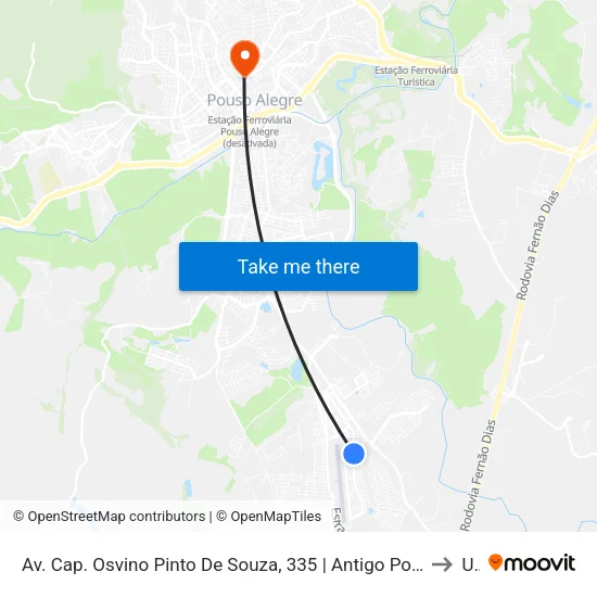Av. Cap. Osvino Pinto De Souza, 335 | Antigo Ponto Final São Cristóvão – Sentido Centro to Una map