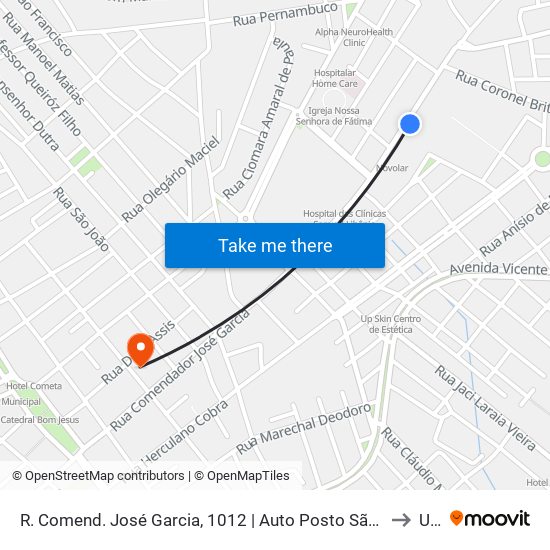 R. Comend. José Garcia, 1012 | Auto Posto São José – Shell to Una map