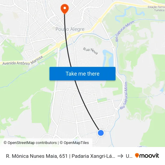 R. Mônica Nunes Maia, 651 | Padaria Xangri-Lá – Sentido Bairro to Una map