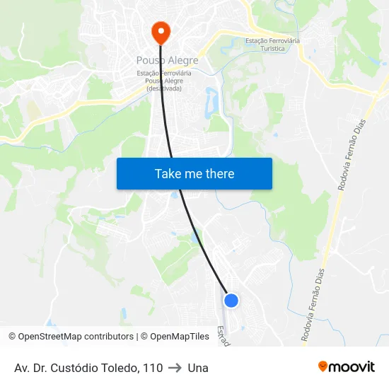 Av. Dr. Custódio Toledo, 110 to Una map