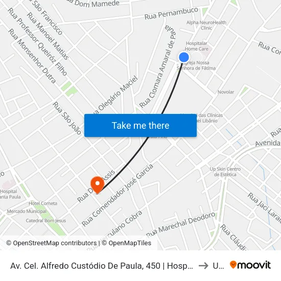 Av. Cel. Alfredo Custódio De Paula, 450 | Hospital Kallas to Una map