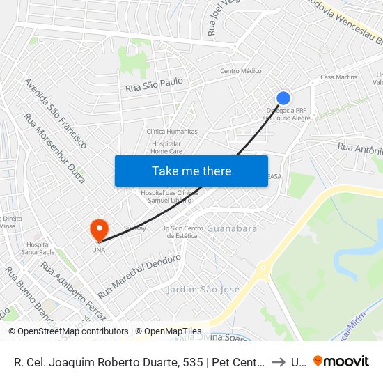 R. Cel. Joaquim Roberto Duarte, 535 | Pet Center Aukimia to Una map