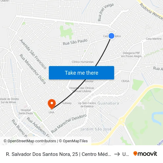 R. Salvador Dos Santos Nora, 25 | Centro Médico to Una map