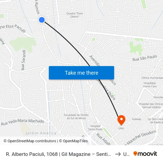 R. Alberto Paciuli, 1068 | Gil Magazine – Sentido Bairro to Una map