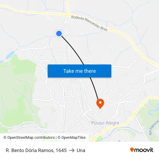 R. Bento Dória Ramos, 1645 to Una map