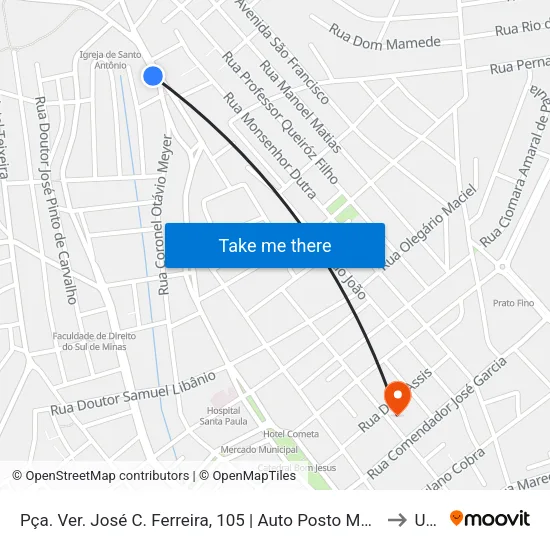 Pça. Ver. José C. Ferreira, 105 | Auto Posto Mariano to Una map