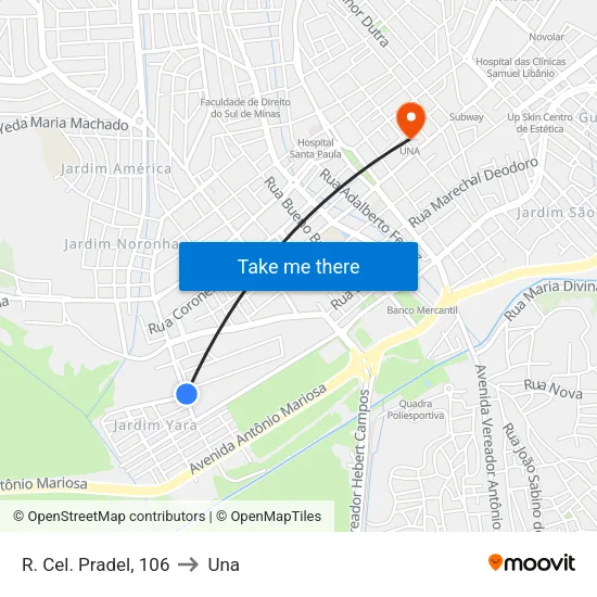 R. Cel. Pradel, 106 to Una map