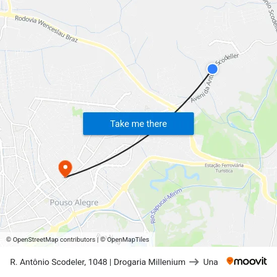 R. Antônio Scodeler, 1048 | Drogaria Millenium to Una map