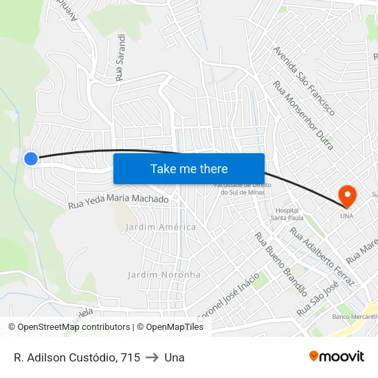 R. Adilson Custódio, 715 to Una map