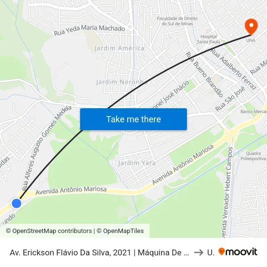 Av. Erickson Flávio Da Silva, 2021 | Máquina De Beneficiar Arroz E Feijão - Sentido Pouso Alegre to Una map