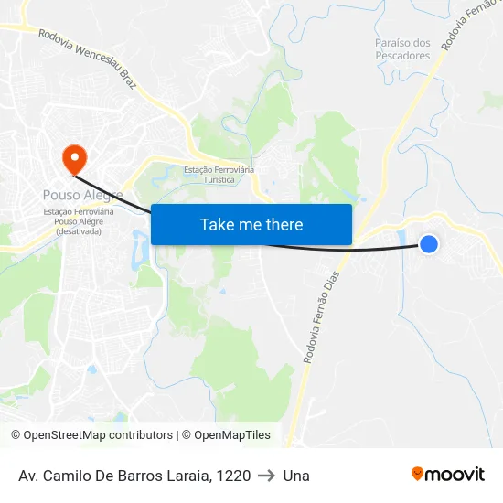 Av. Camilo De Barros Laraia, 1220 to Una map