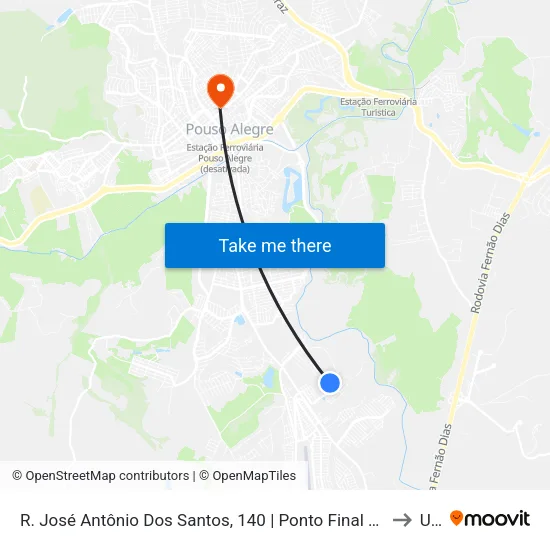 R. José Antônio Dos Santos, 140 | Ponto Final Do Santo Expedito to Una map