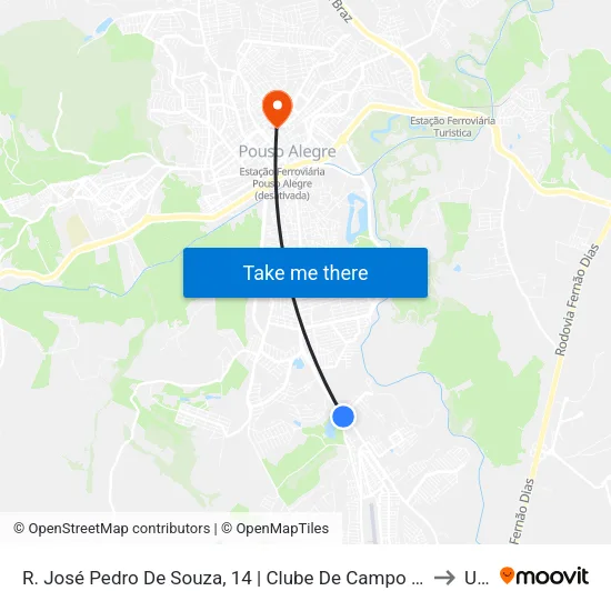 R. José Pedro De Souza, 14 | Clube De Campo Pouso Alegre to Una map