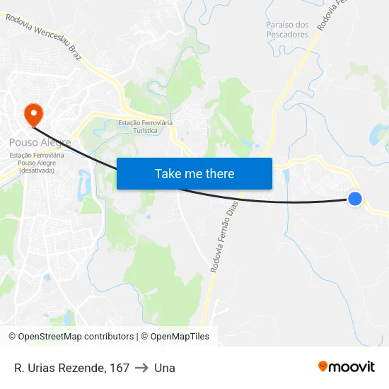 R. Urias Rezende, 167 to Una map