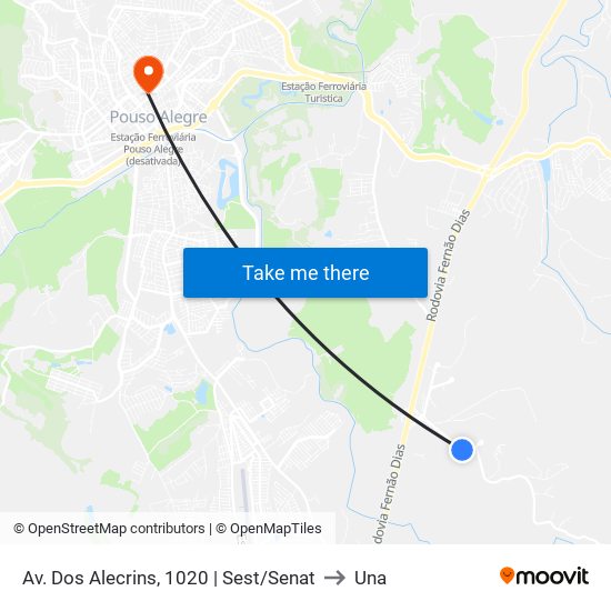 Av. Dos Alecrins, 1020 | Sest/Senat to Una map