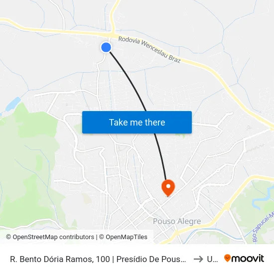 R. Bento Dória Ramos, 100 | Presídio De Pouso Alegre to Una map