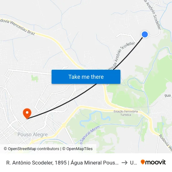 R. Antônio Scodeler, 1895 | Água Mineral Pouso Alegre to Una map