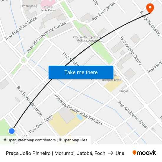 Praça João Pinheiro | Morumbi, Jatobá, Foch to Una map