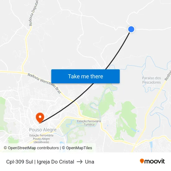 Cpl-309 Sul | Igreja Do Cristal to Una map