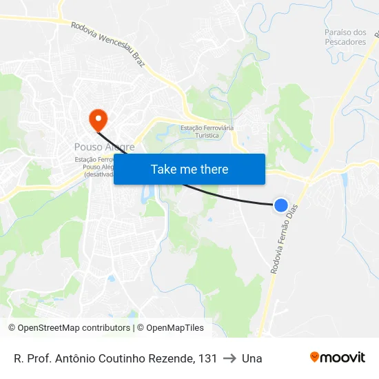 R. Prof. Antônio Coutinho Rezende, 131 to Una map