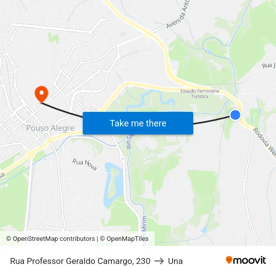 Rua Professor Geraldo Camargo, 230 to Una map