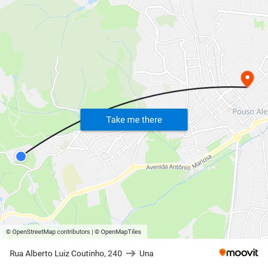 Rua Alberto Luiz Coutinho, 240 to Una map