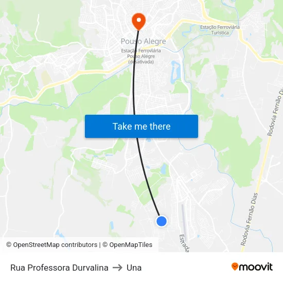 Rua Professora Durvalina to Una map