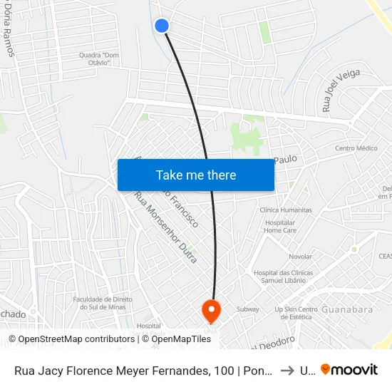 Rua Jacy Florence Meyer Fernandes, 100 | Ponto Final Do Esplanada to Una map