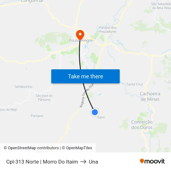 Cpl-313 Norte | Morro Do Itaim to Una map