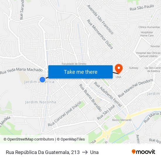 Rua República Da Guatemala, 213 to Una map