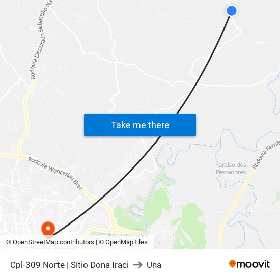 Cpl-309 Norte | Sítio Dona Iraci to Una map