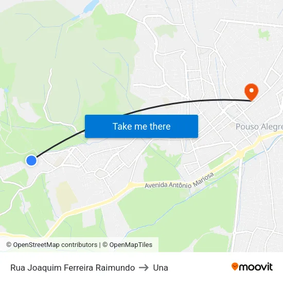 Rua Joaquim Ferreira Raimundo to Una map