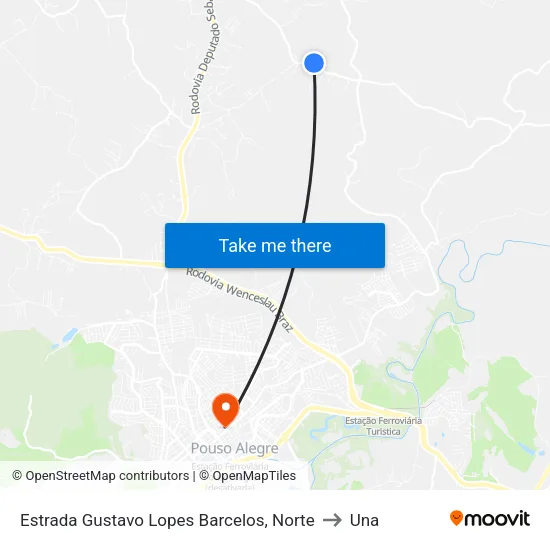 Estrada Gustavo Lopes Barcelos, Norte to Una map